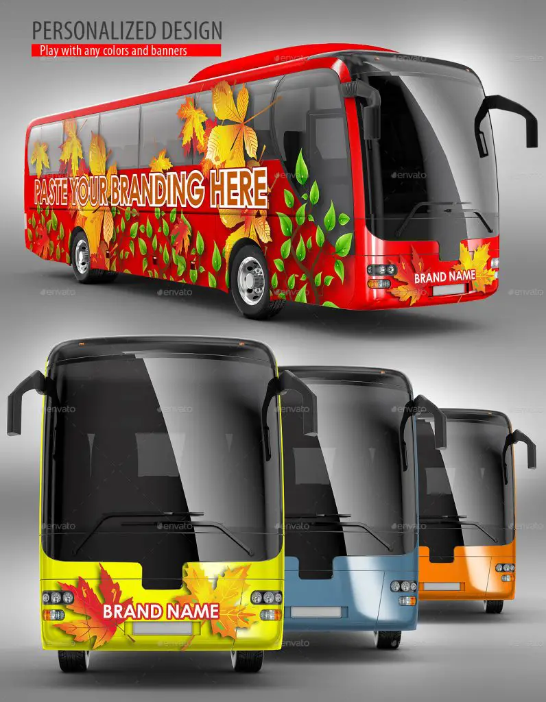 Bus, Coach Bus, Tourist Bus Mockup