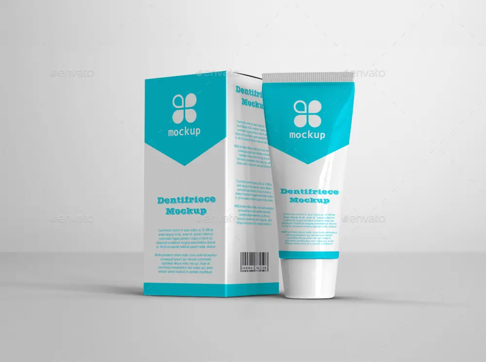 Cosmetic Cream Tube & Box Mockup