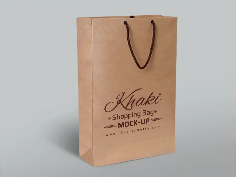 Free Khaki Shopping Bag Mockup PSD