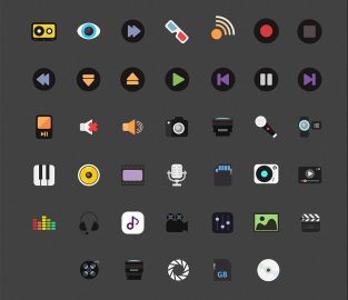 Free Music and Media Icons set PSD