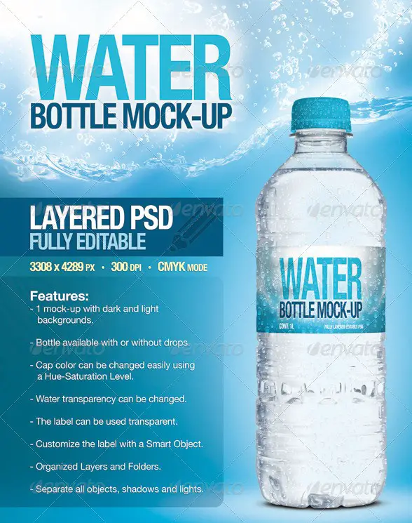 Fresh Water Bottle Mockup