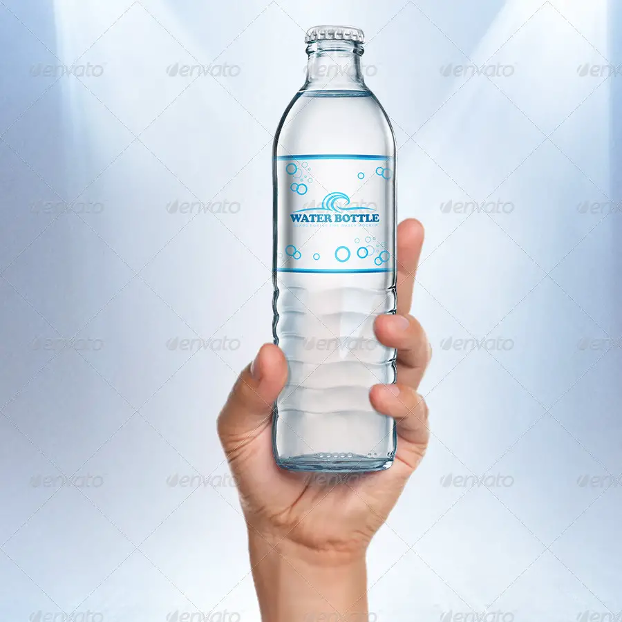 Glass Bottle for Water Mockup