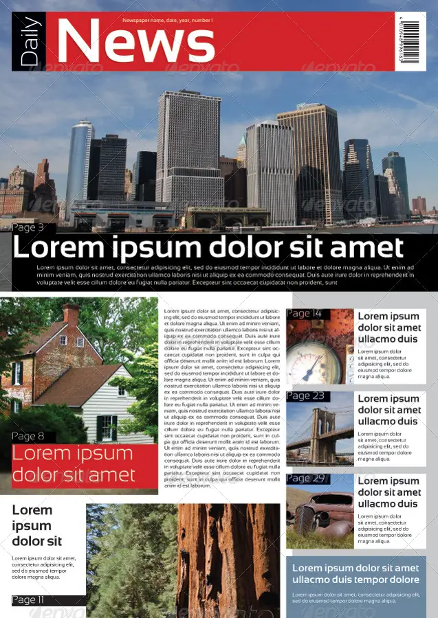 Indesign Newspaper Template in Format A3 