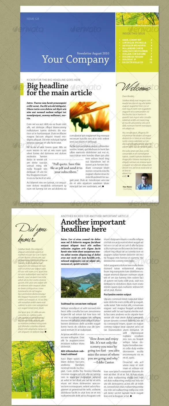 Newsletter Fresh Green (4 pages)