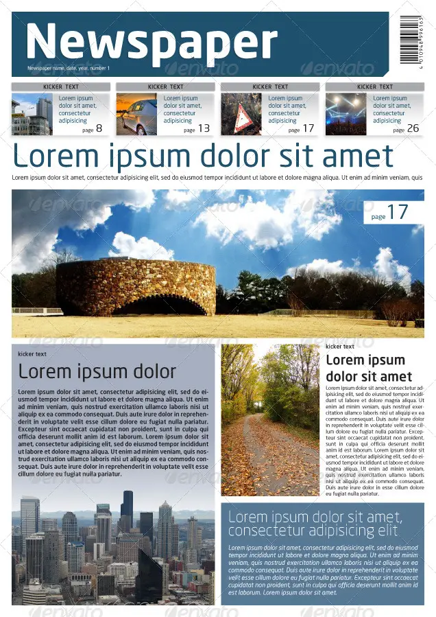 Newspaper Template A4 and A3 Format 10 Pages