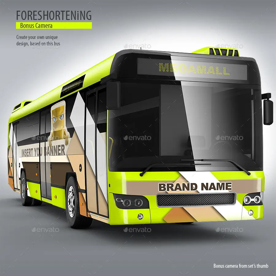 Passenger Bus, Coach Bus Mockup