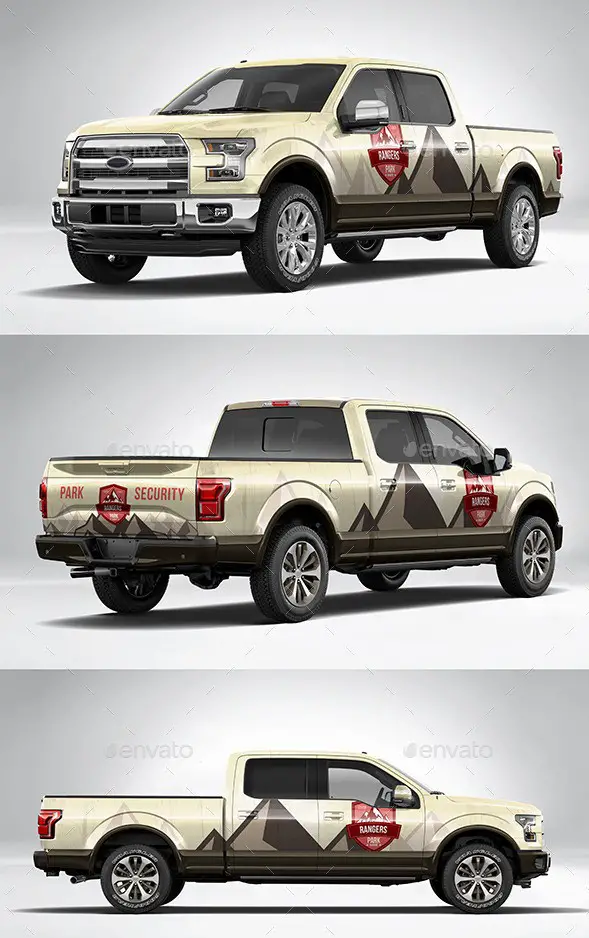 Photorealistic American Pickup Truck Wrap Mockup