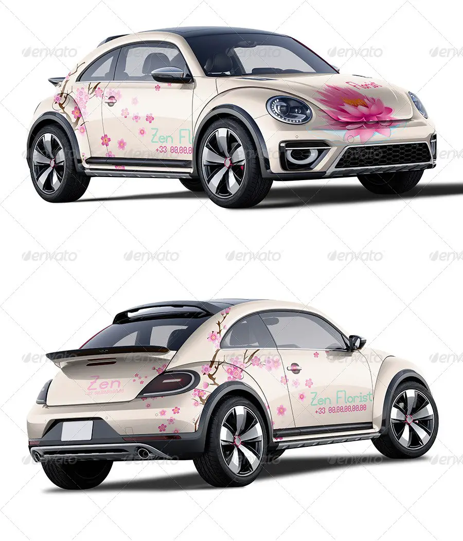 Photorealistic Girly Car Mockup