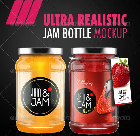 Realistic Jam Bottle Mockups