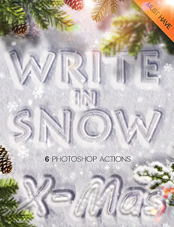 Snow Writing Photoshop Actions for Winter Time