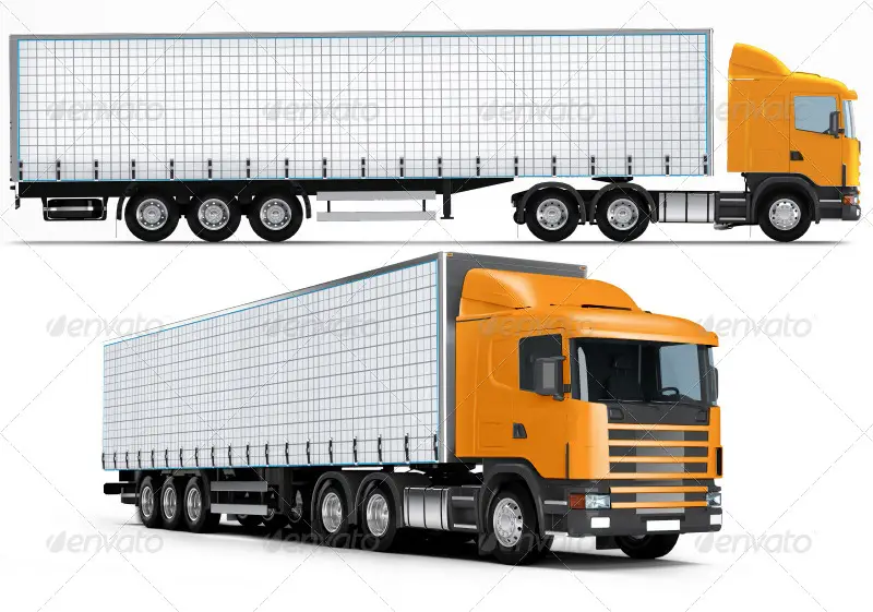 Trailer, Road train, large Truck mockup 