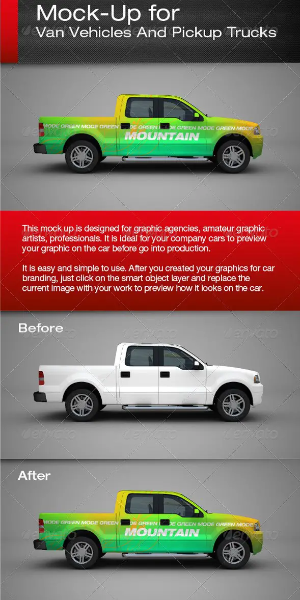 Van Vehicles And Pickup Trucks Mockup