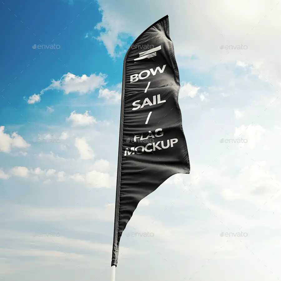 3D Feather Flags / Bow / Sail Flag Mockup