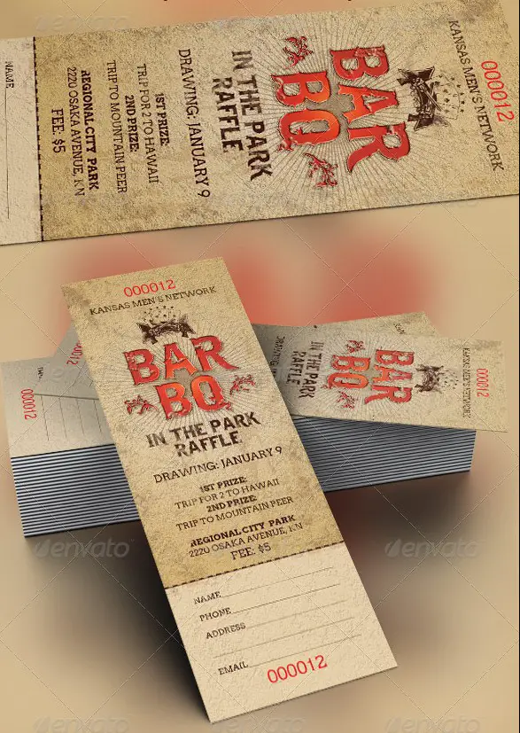 BarBeQue Raffle Ticket Template