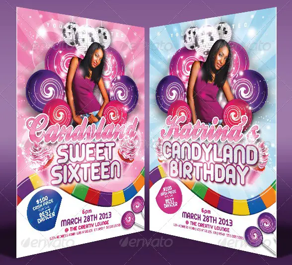 Candy Land Birthday Invitation Templates