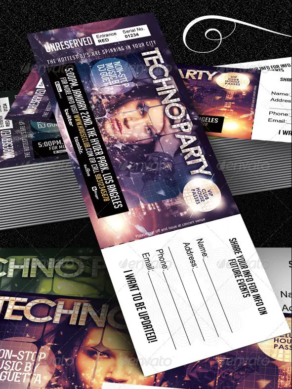 Club, Fashion & Event Multipurpose Tickets Template