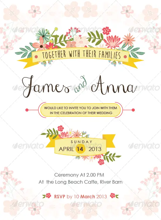 Floral Wedding Invitation Package