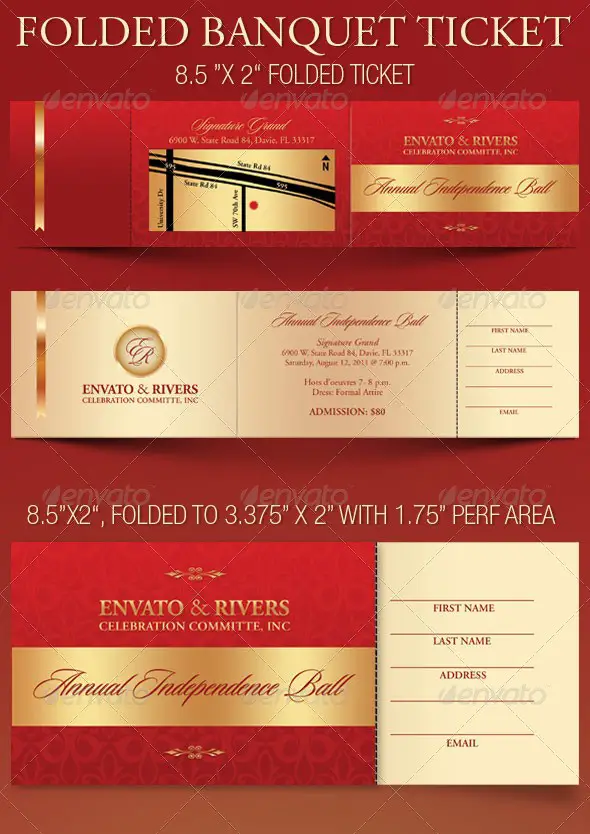 Folded Banquet Ticket Template