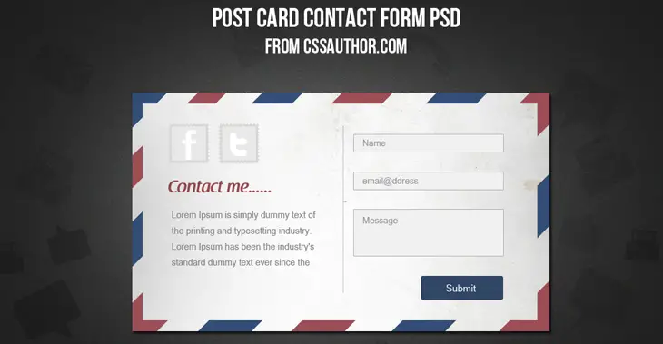 Free Postcard Contact Form PSD