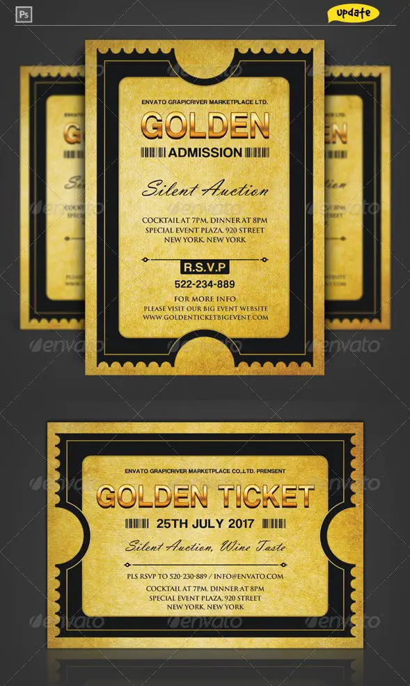 Golden Silver Ticket Template
