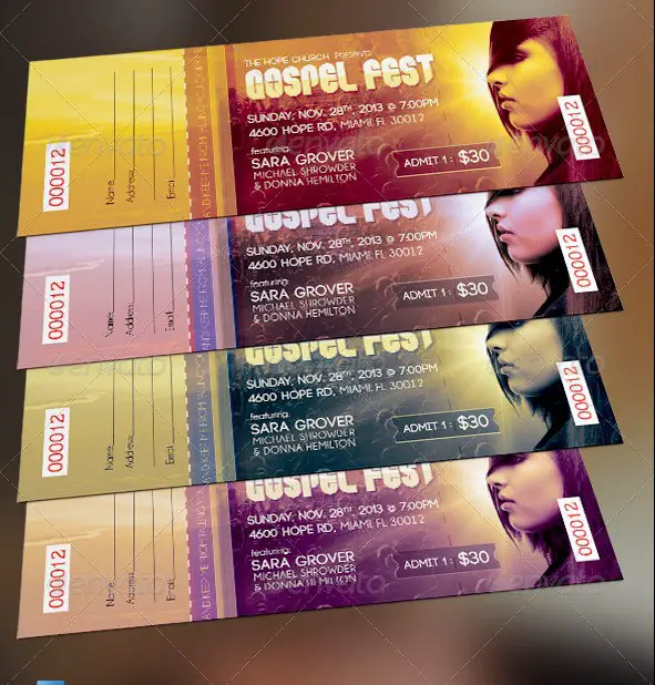 Gospel Fest Concert Ticket Template