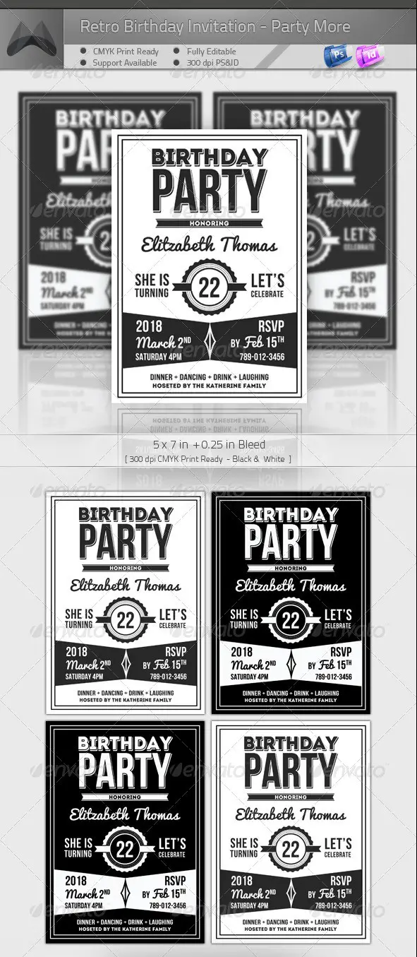 Retro Birthday Invitation - Party More