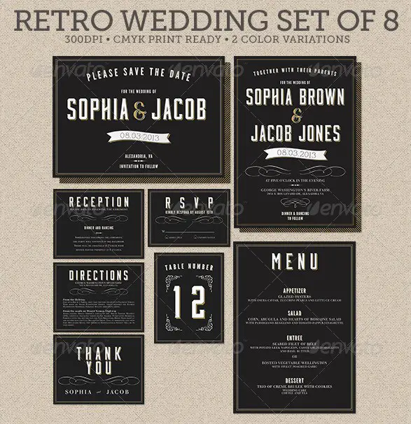 Retro Wedding Set of 8