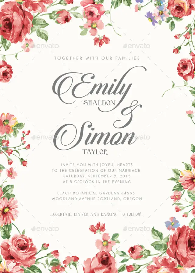 Rustic Floral Wedding Invitations