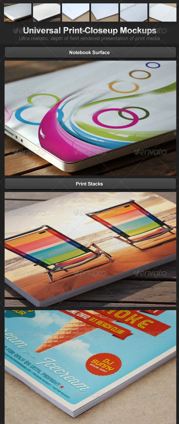 Universal Print Closeup Mockups