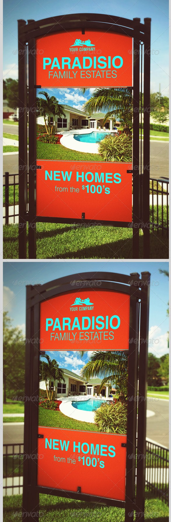 Vertical Outdoor Signage Mockup Template