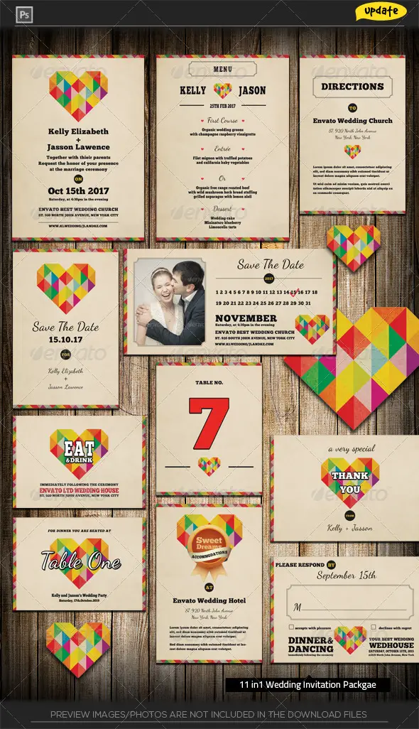 Wedding Invitation Package - I Heart You