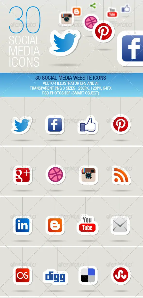 30 Social Media Icons