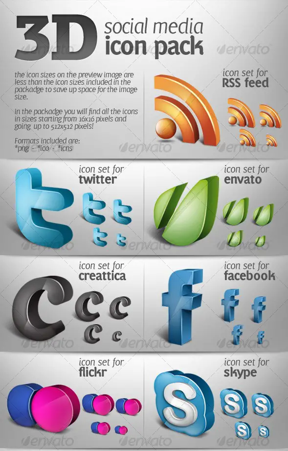 3D Social Media Icons Pack 01