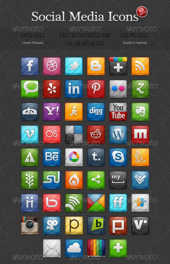 52 Social Media Icons