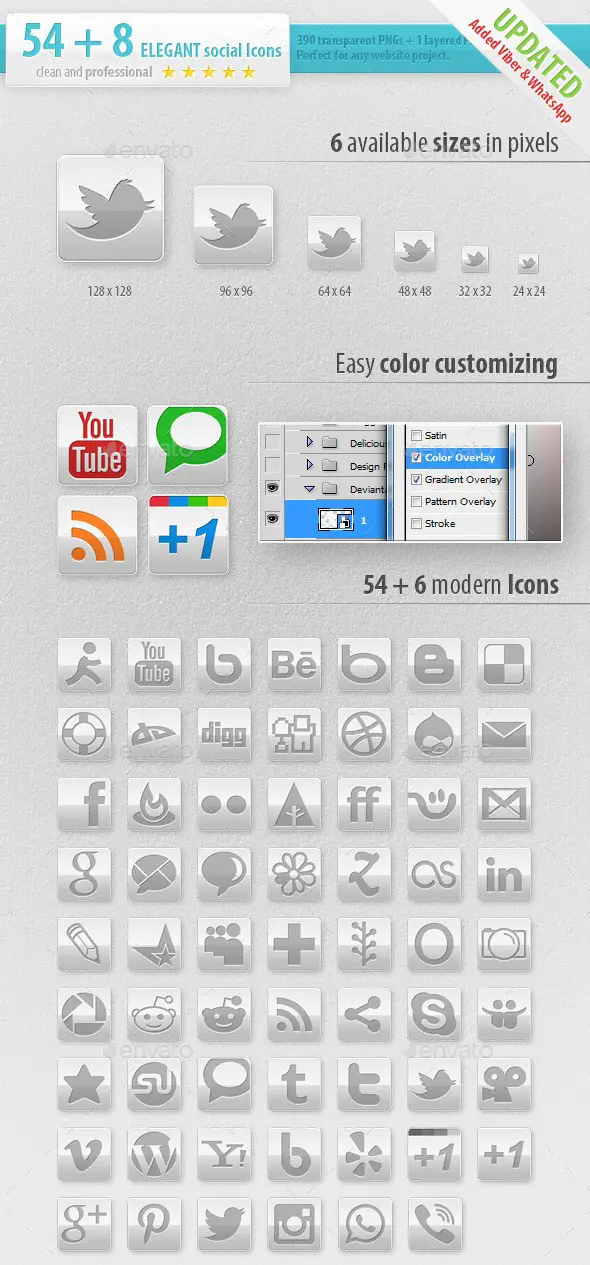 54 Social Media Icons - Elegant Edition