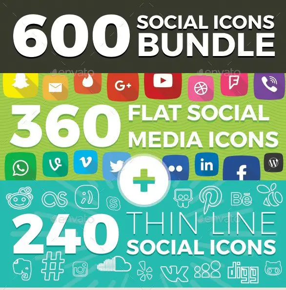 600 Social Media Icons