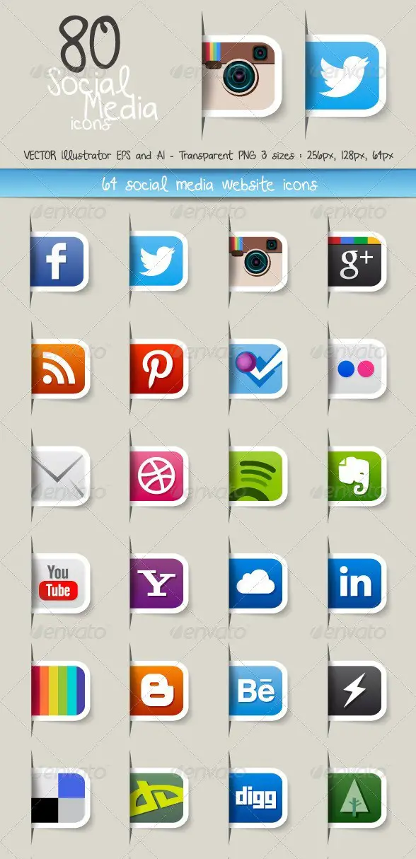 80 Social Media Icons