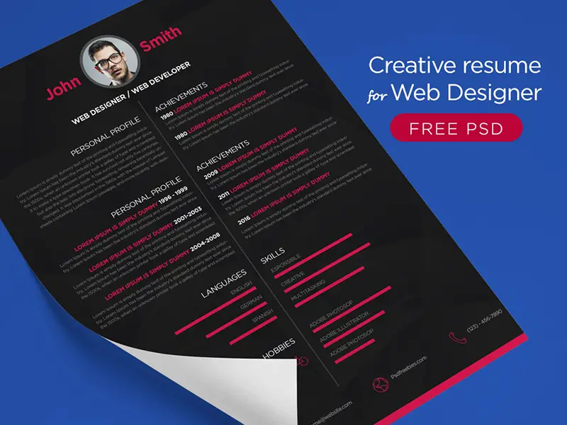 Free Creative Resume Template For Web Designers