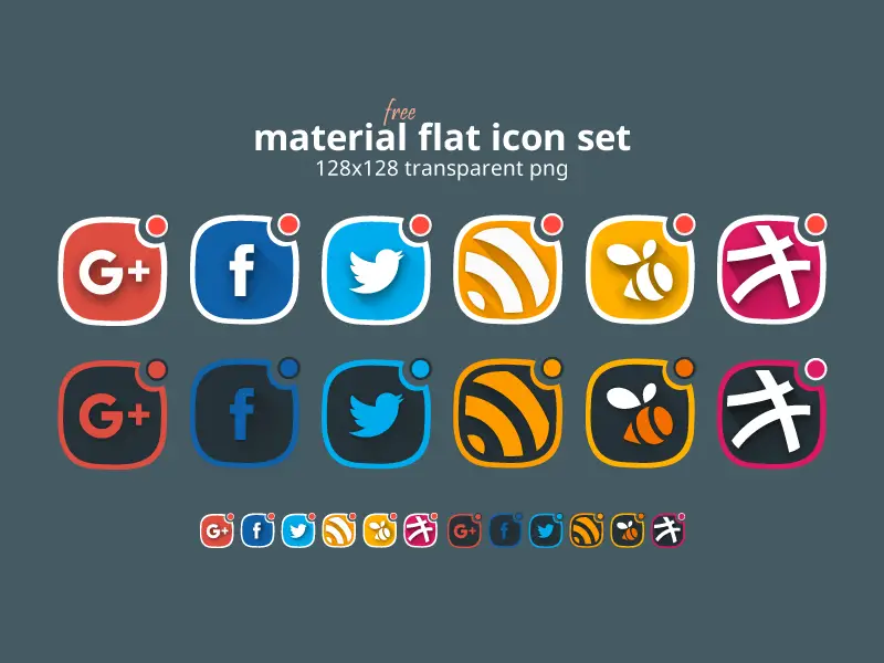 Free Material Flat Social Icon Set