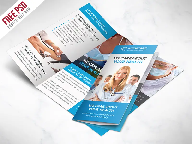 Free Medical Care And Hospital Tri-Fold Brochure Template