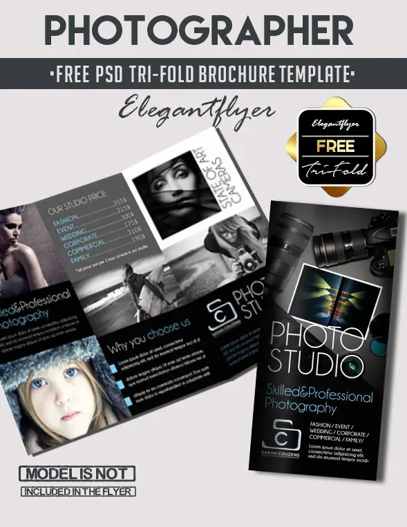 Free Tri-Fold Photographer PSD Brochure Template