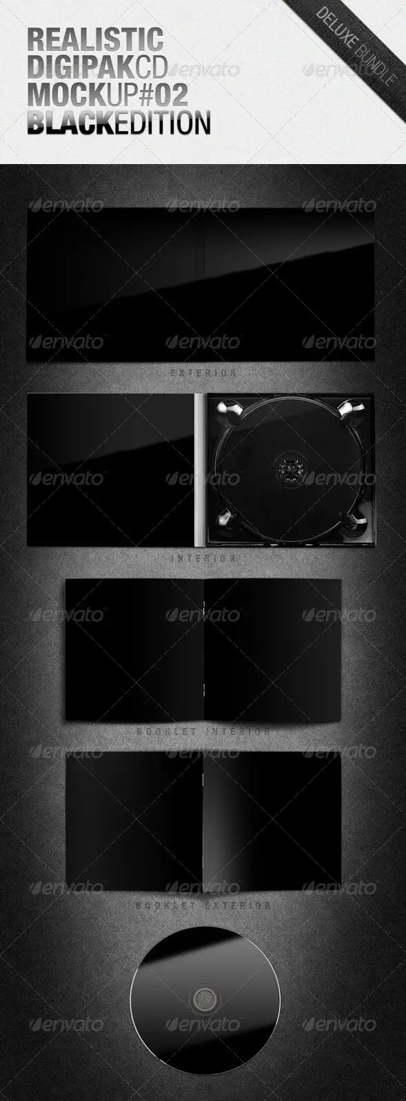 Realistic Digipak CD Mockup #02 Black Edition