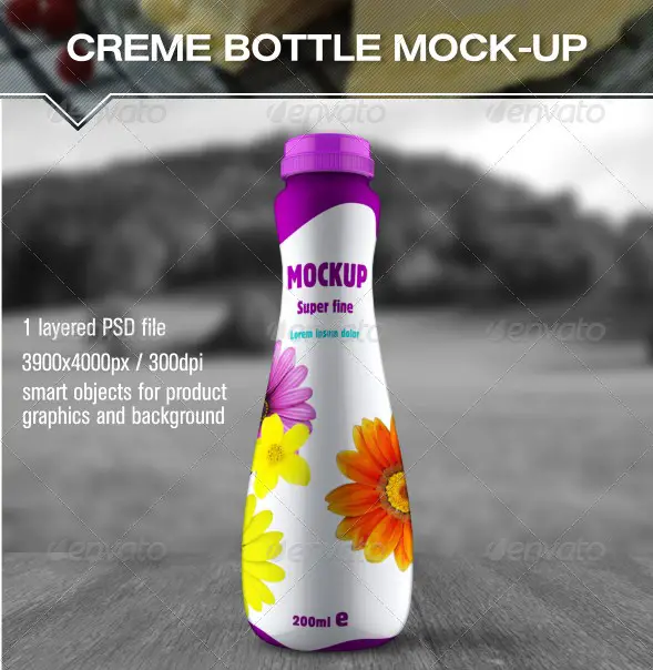 Cream Milk Bottle Mockup