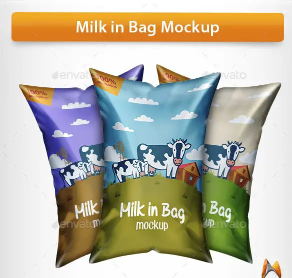 Milk in Bag Mockup