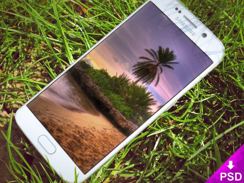 Samsung Galaxy Edge Grass Mockup