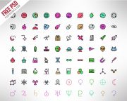 Free Science and Space PSD Colored Icons