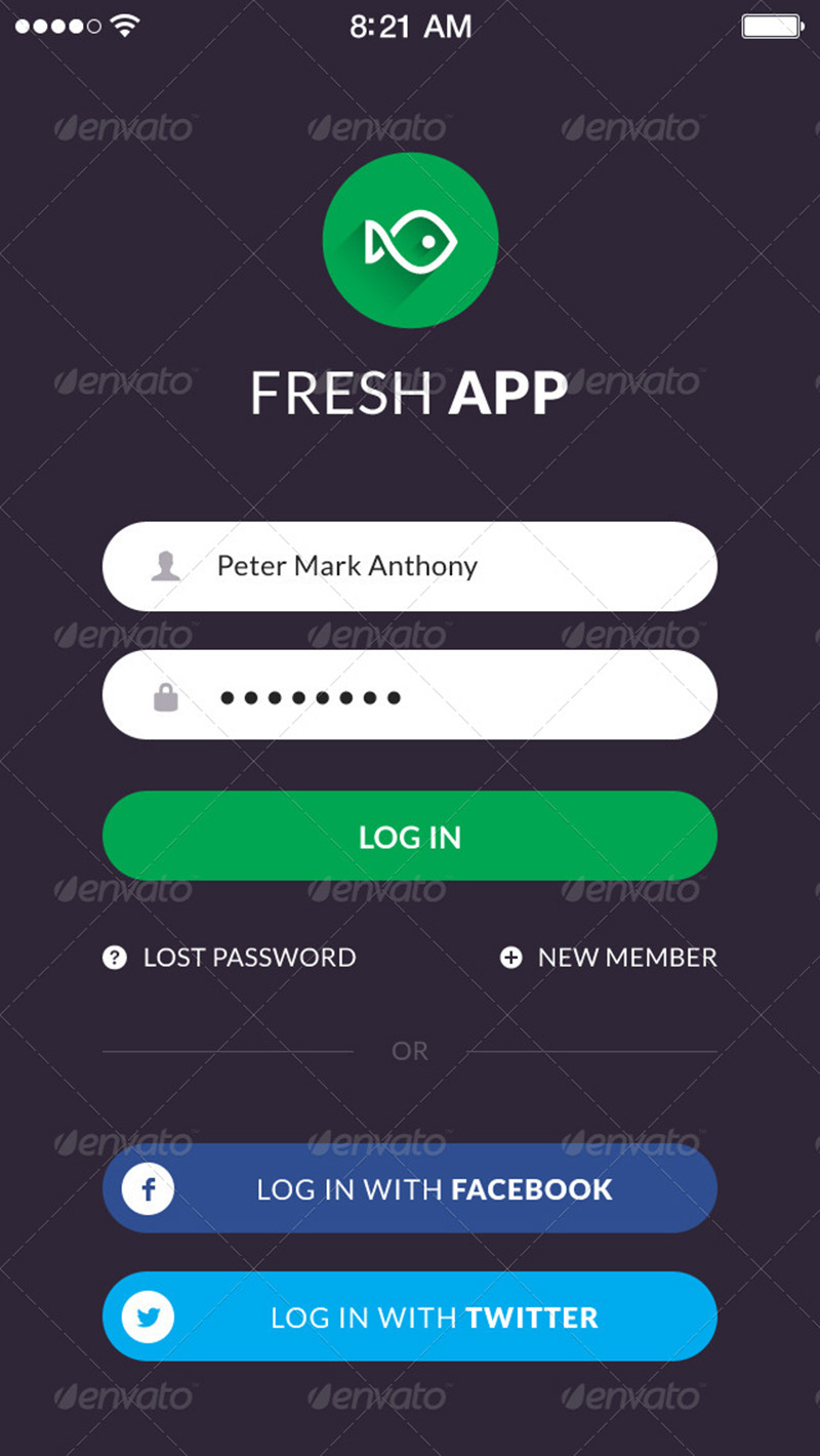 fresh and new mobile app ui kit design psd template