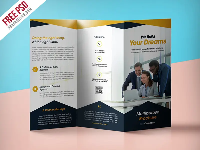 free professional business trifold brochure template