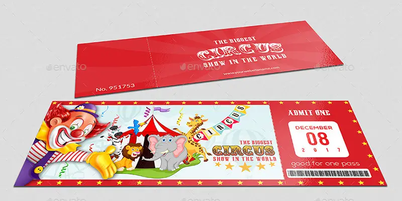 unique premium psd circus event ticket template