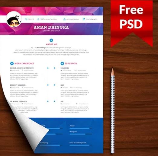 modern and wonderful PSD resume templates free download PSDTemplatesBlog